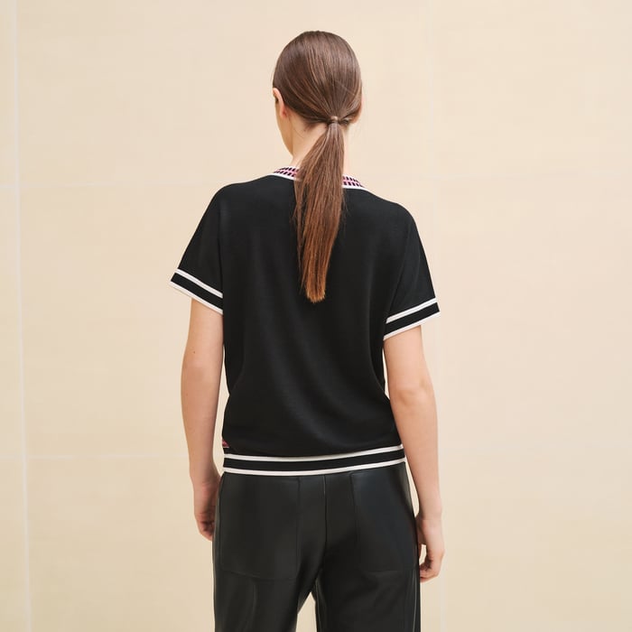 Noir "Lettres Equestres" Short-sleeve Twillaine Sweater