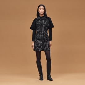 "Porte-Bonheur Bandana" mixed materials dress