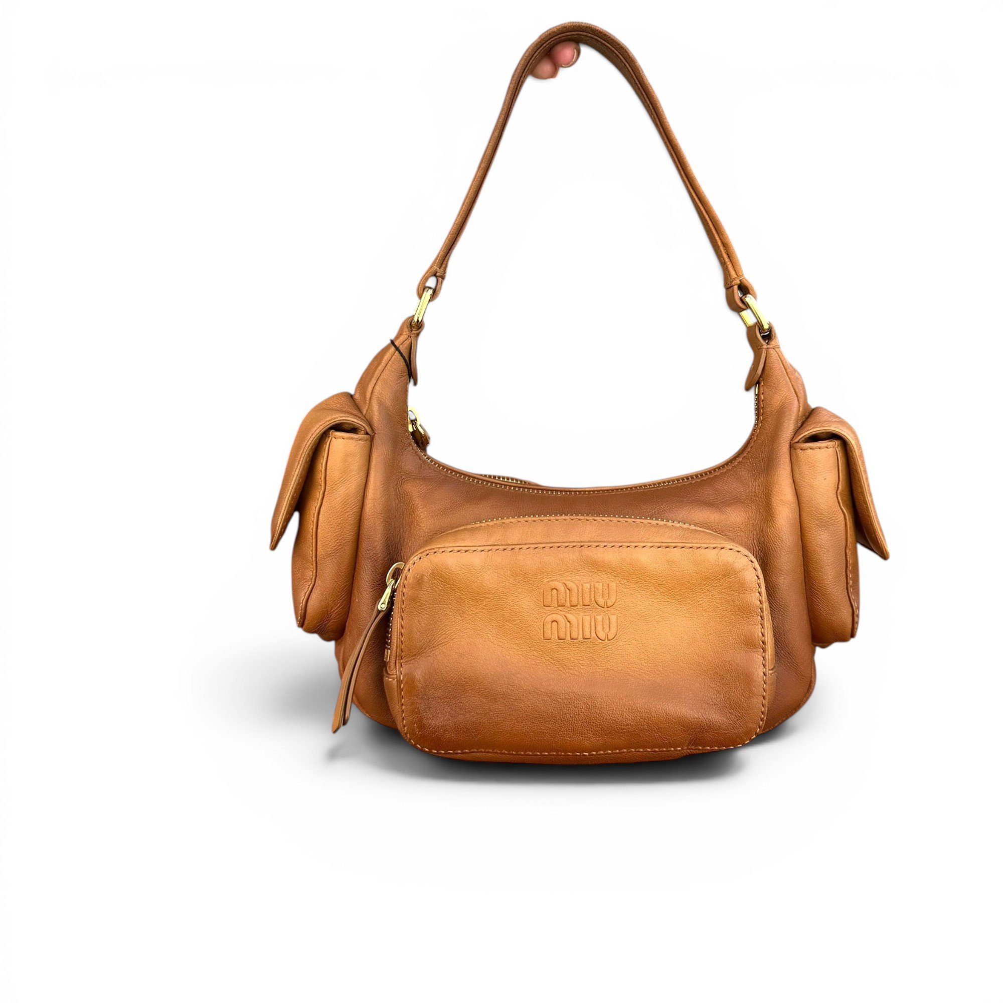 Pocket leather handbag