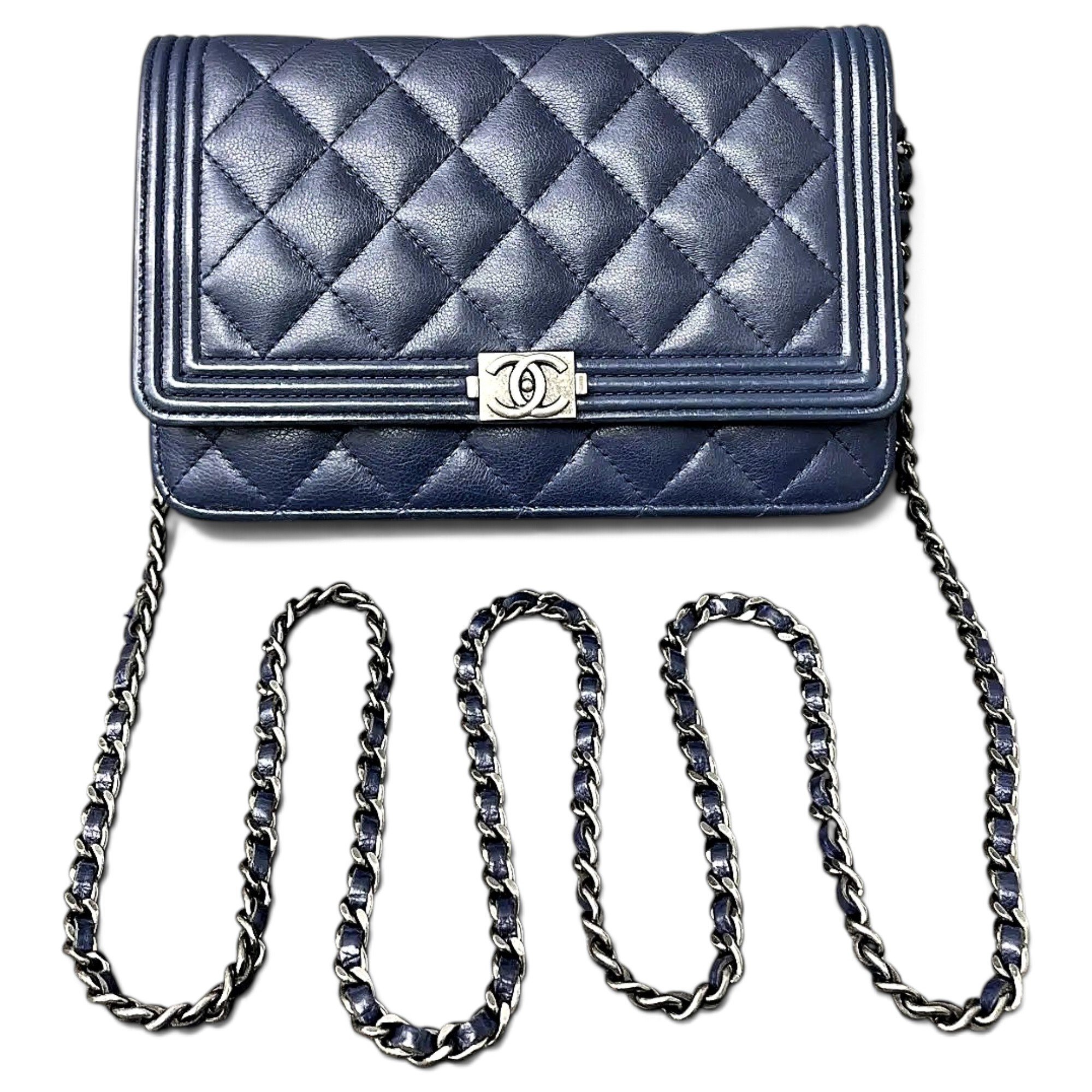 Wallet On Chain Boy Half Flap leather crossbody bag