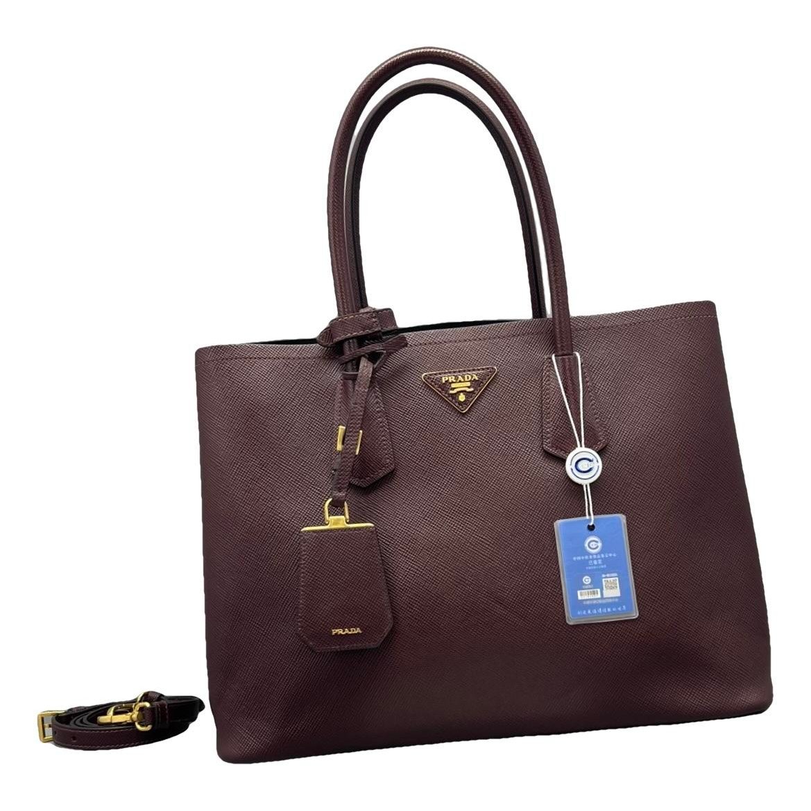Double leather handbag