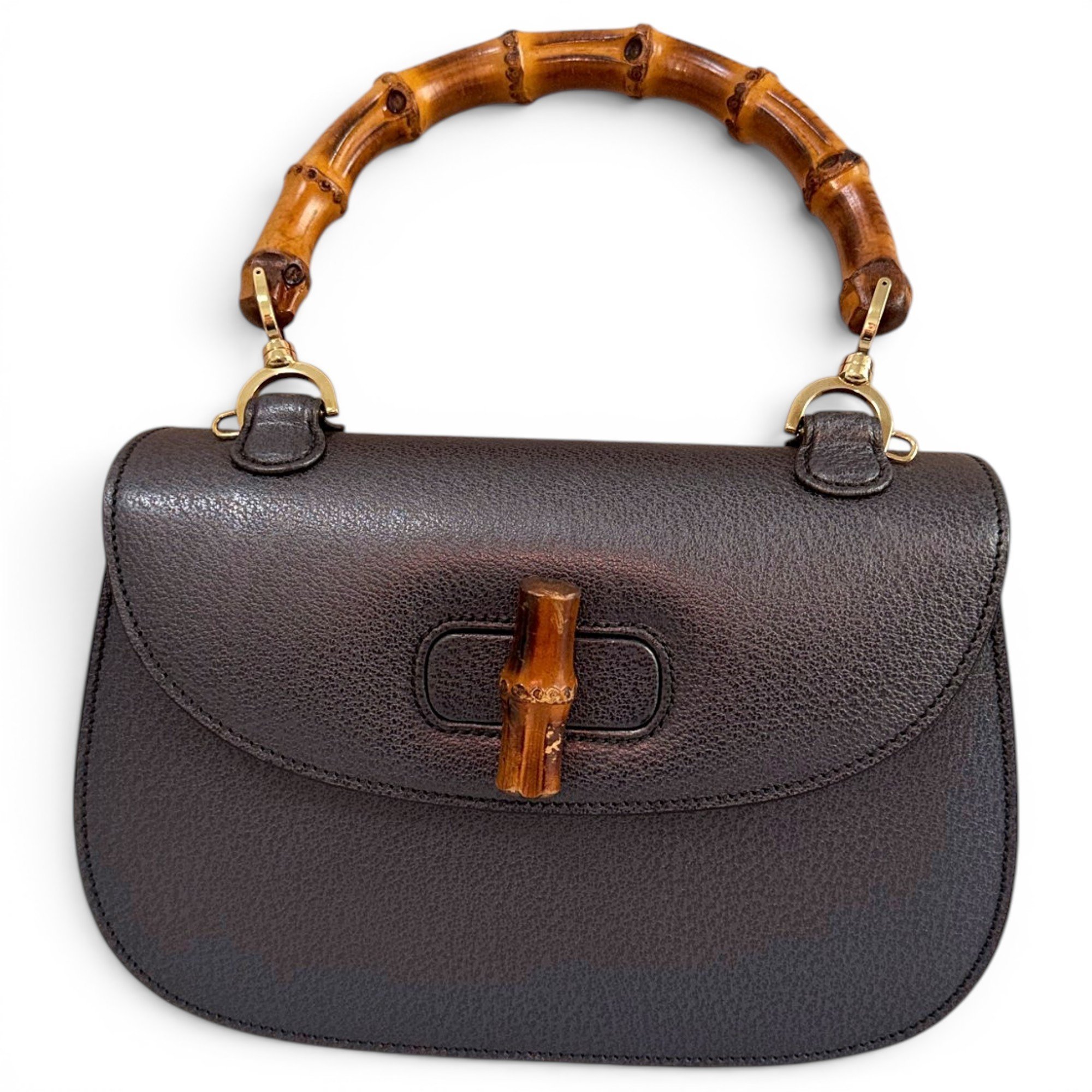 Convertible Bamboo Top Handle leather handbag