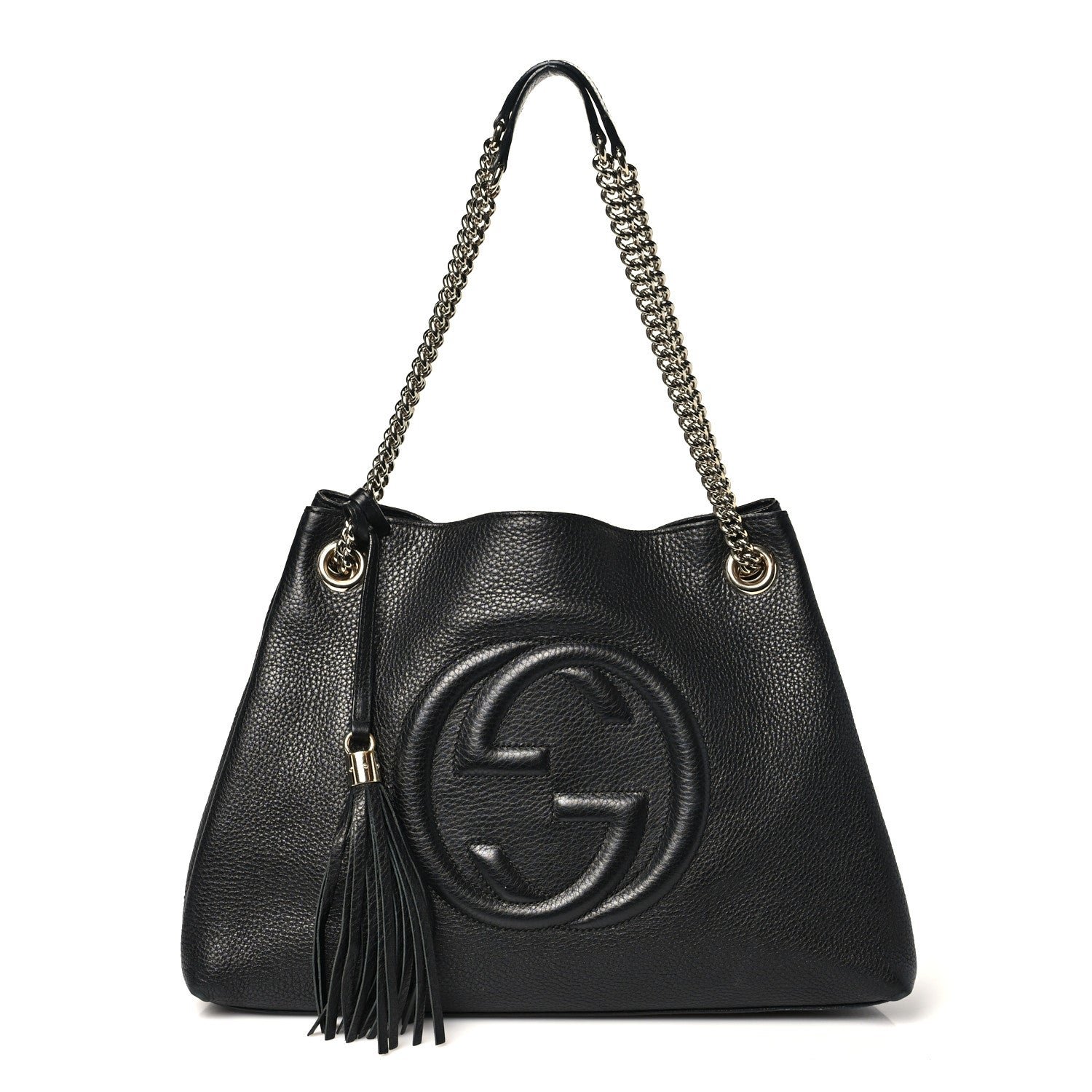 Gucci Pebbled Calfskin Medium Soho Chain Shoulder Bag Black