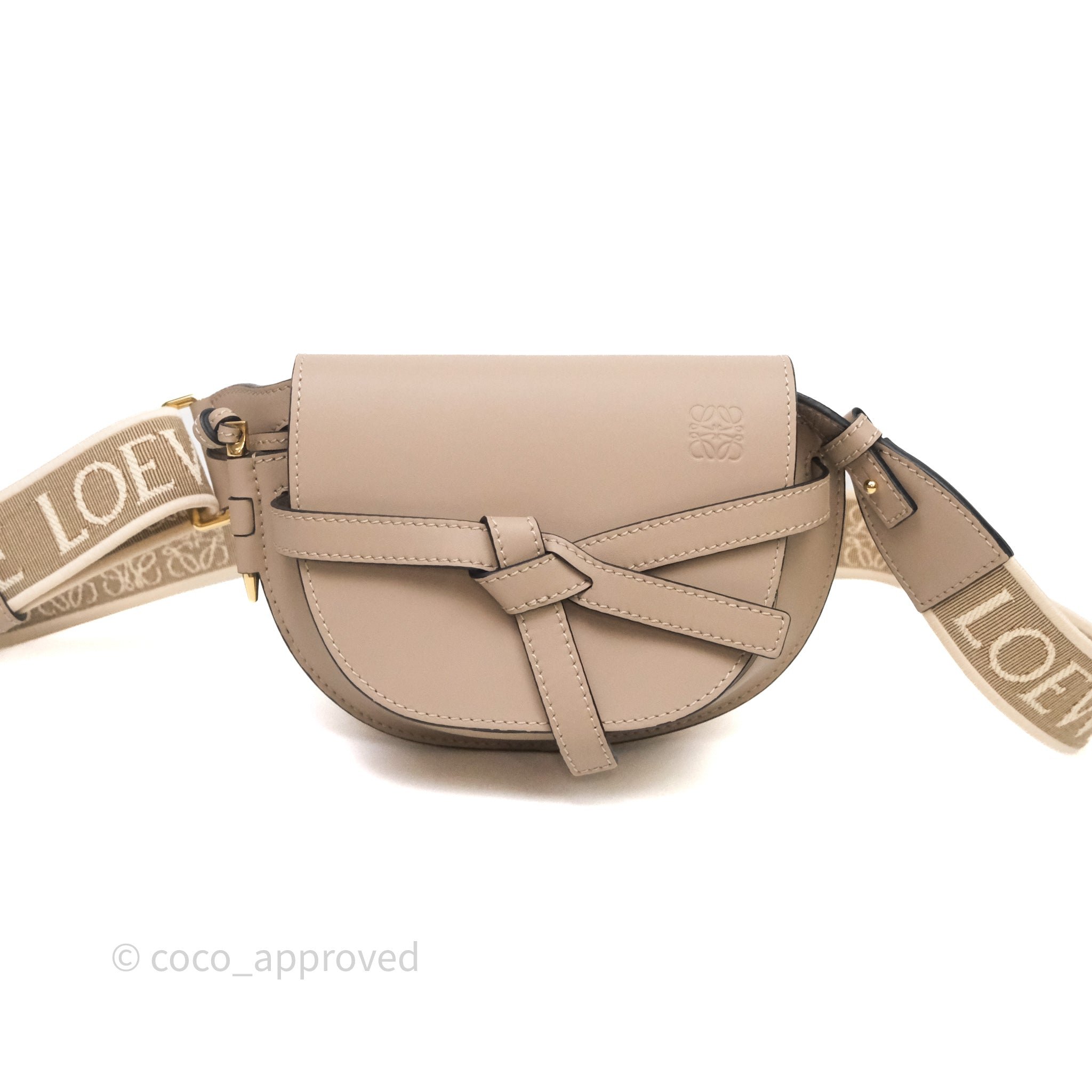 Loewe Mini Gate Dual Bag Beige Sand Soft Calfskin Jacquard Strap