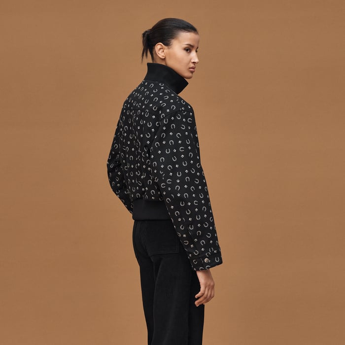 Noir "Porte-bonheur Bandana" Mixed Materials Jacket