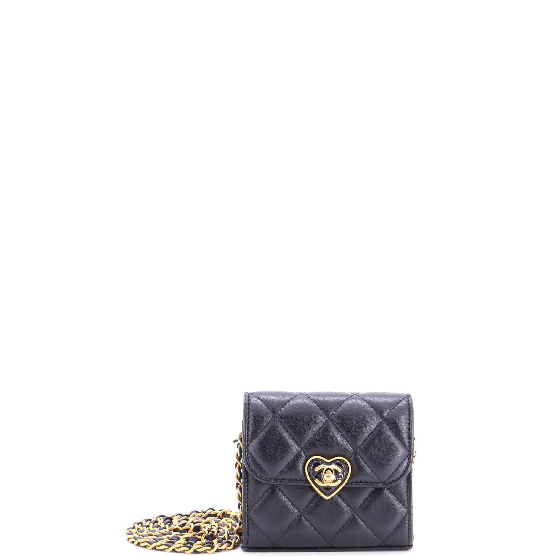 Coco Love CC Heart Clutch with Chain Quilted Lambskin Mini
