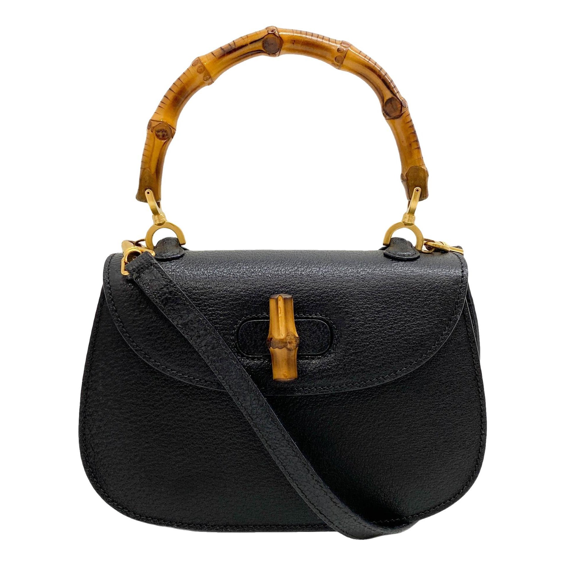 Convertible Bamboo Top Handle leather handbag
