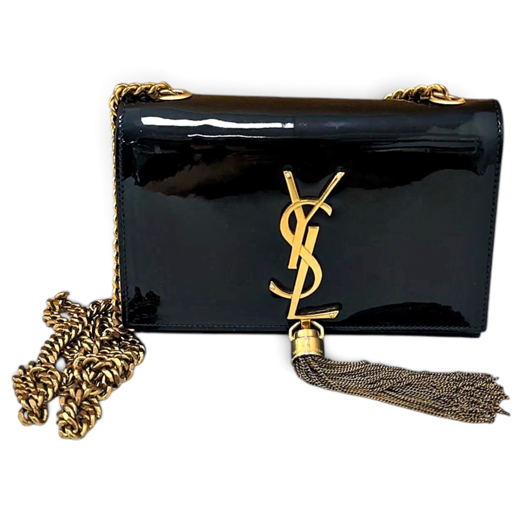 Pompom Kate patent leather crossbody bag
