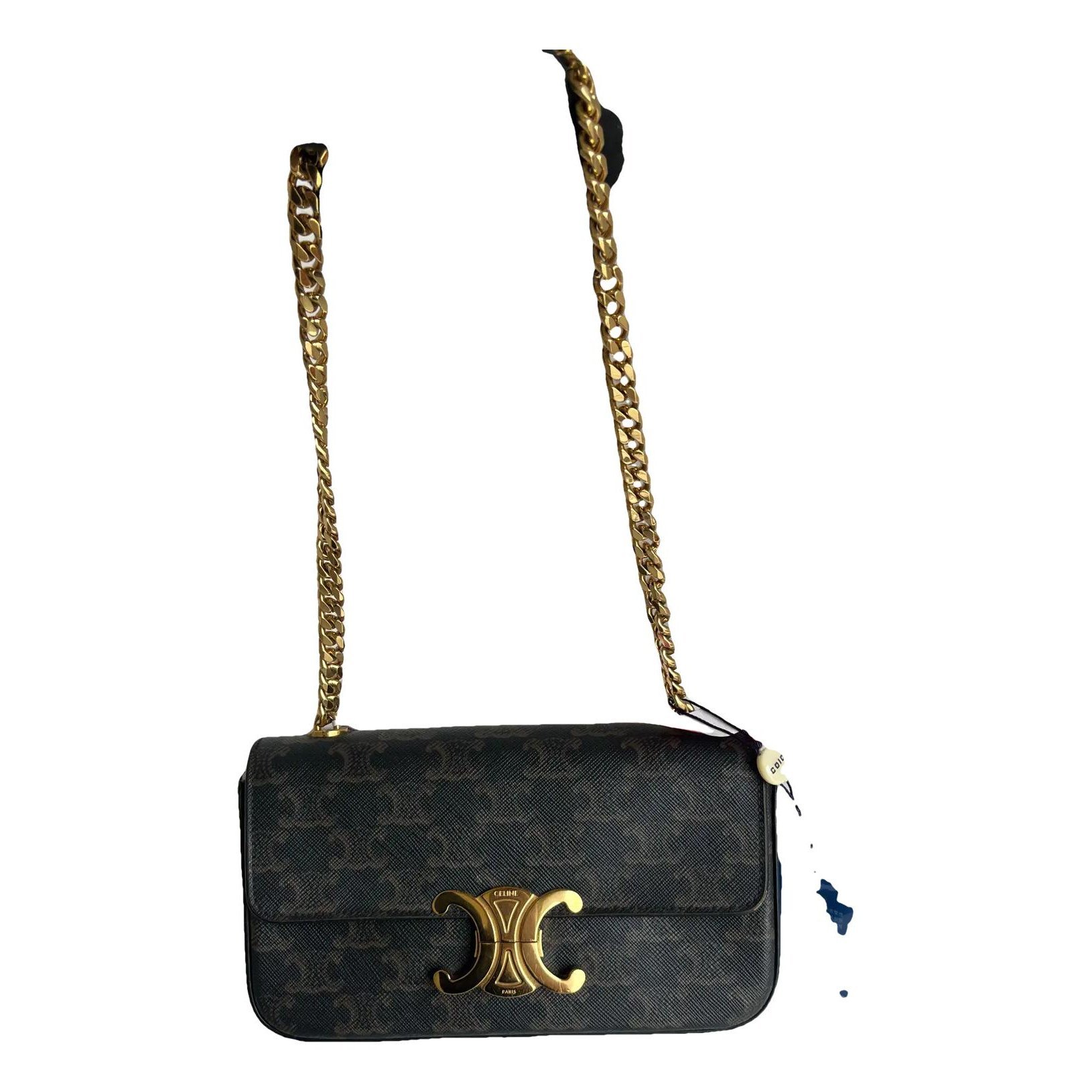 Triomphe chain vinyl handbag