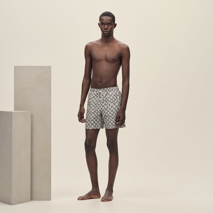 Gris Éléphant "H Cut Remix" Swim Trunks