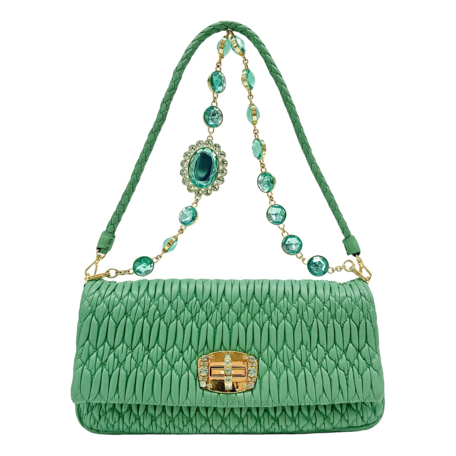 Miu Crystal leather handbag