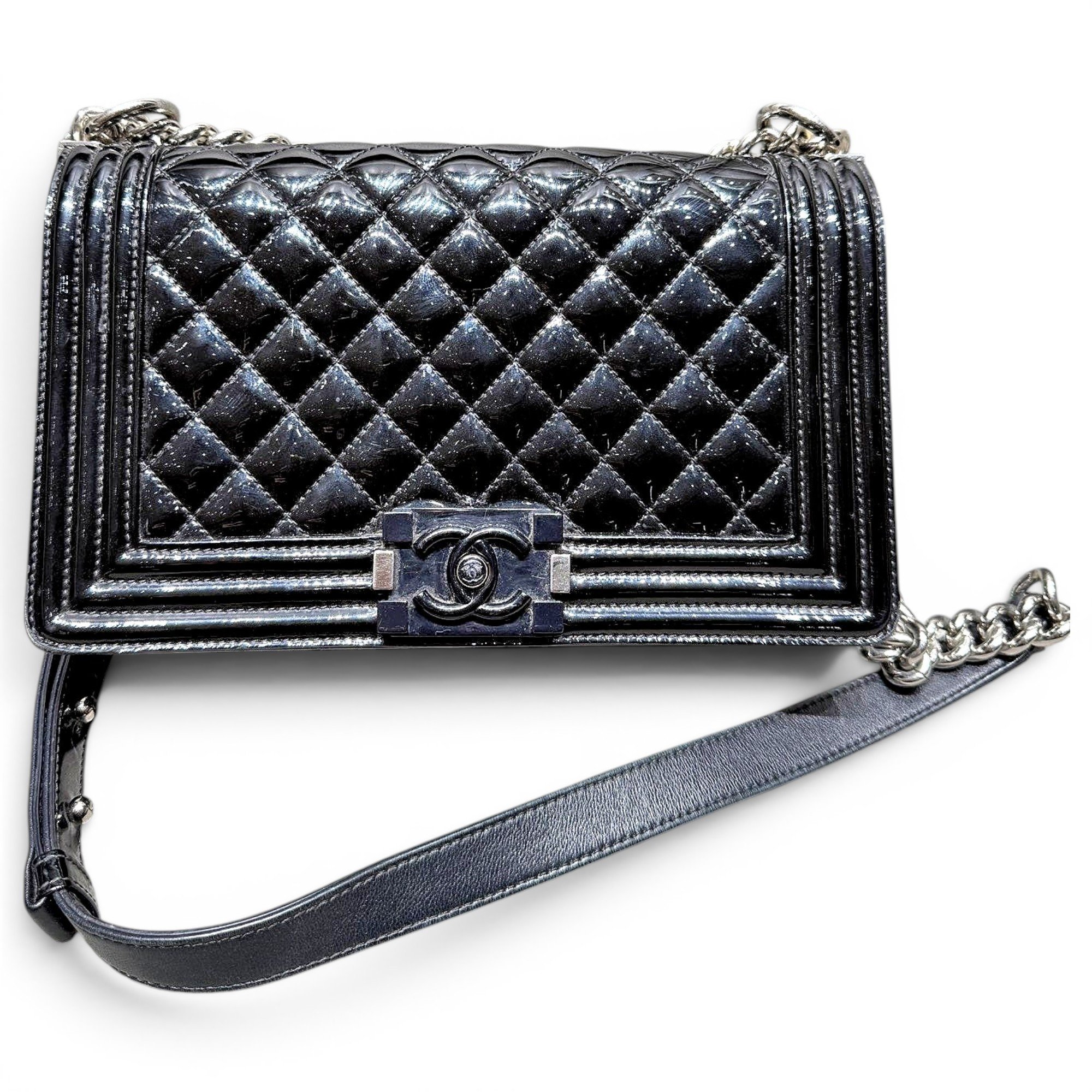 Patent leather handbag