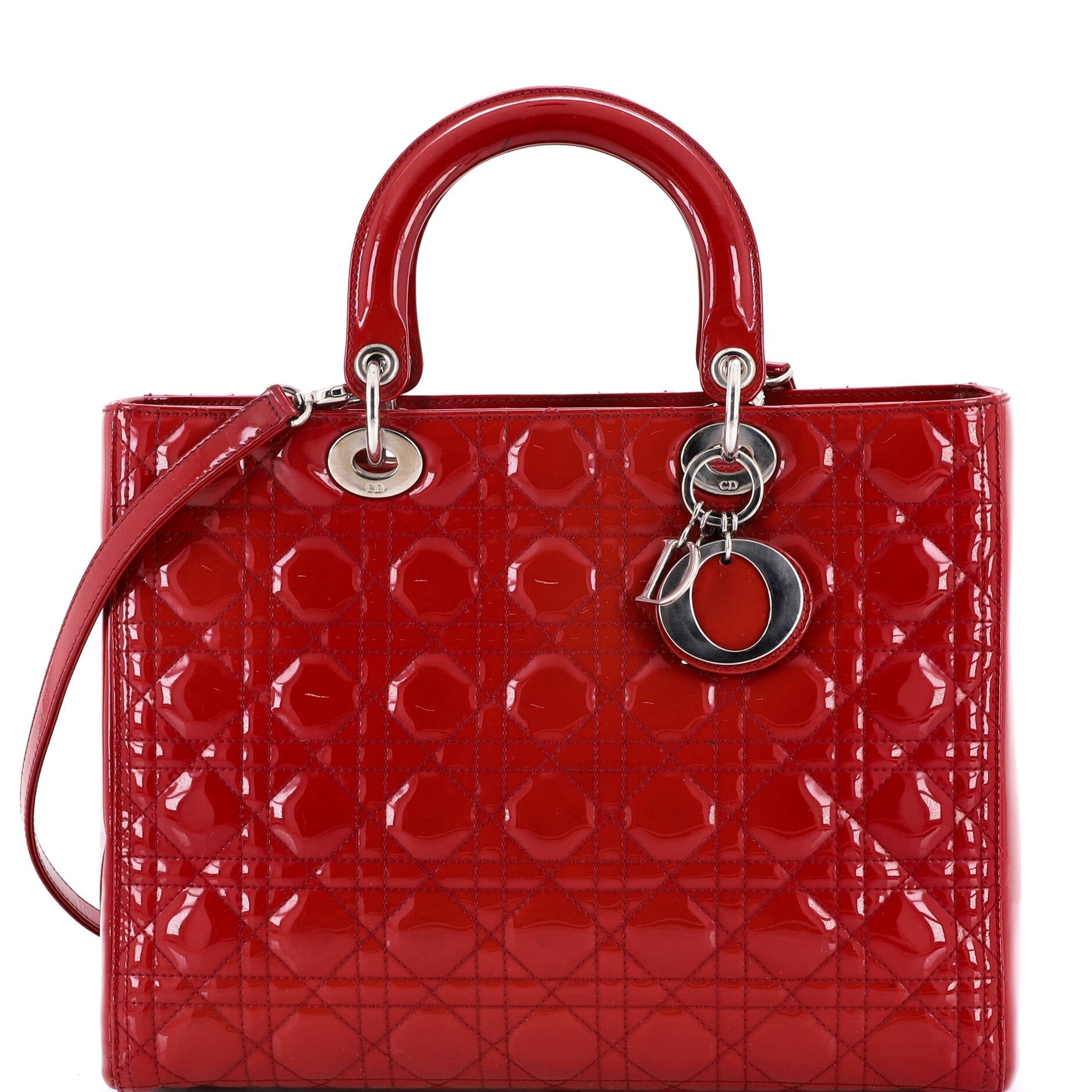 Dior Vintage Lady Dior Bag Cannage Quilt Patent Large