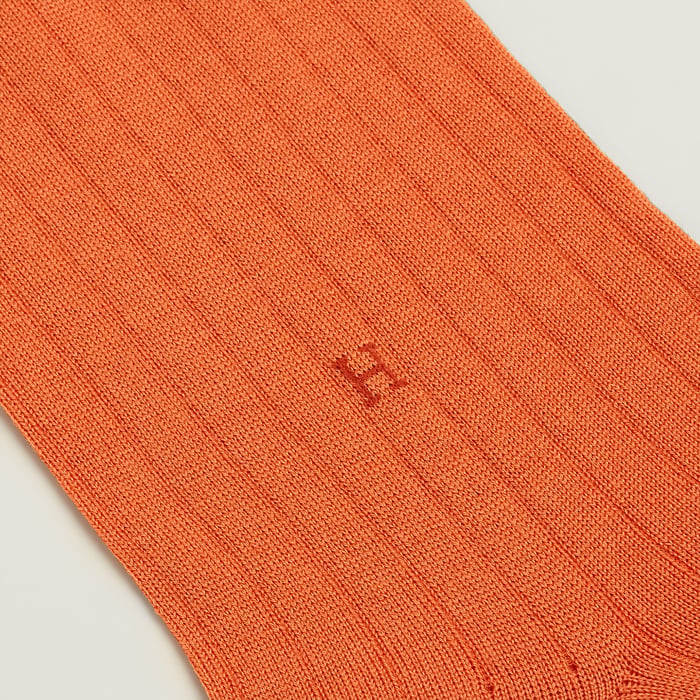 Orange Hermès "H" Embroidery Socks