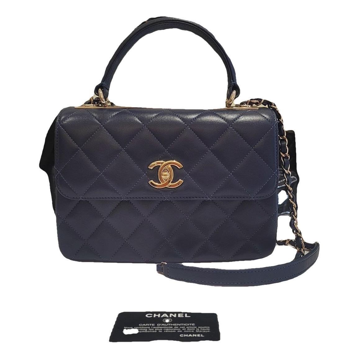 Trendy CC Top Handle leather handbag
