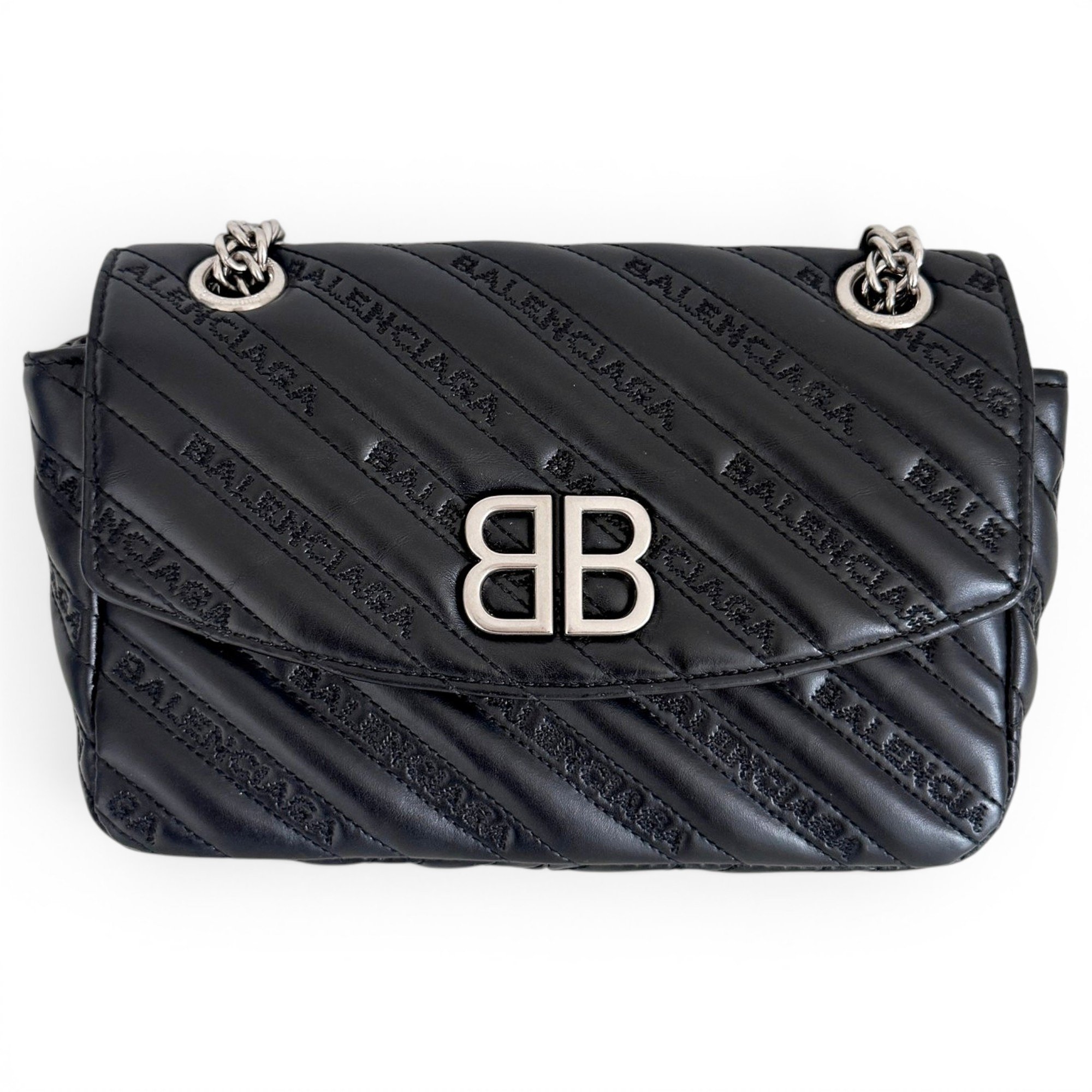 BB chain leather crossbody bag