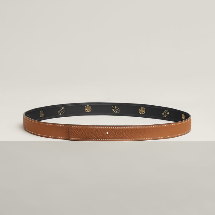 Piel De Cinturón Reversible Hermès Sur Mer 24 MM