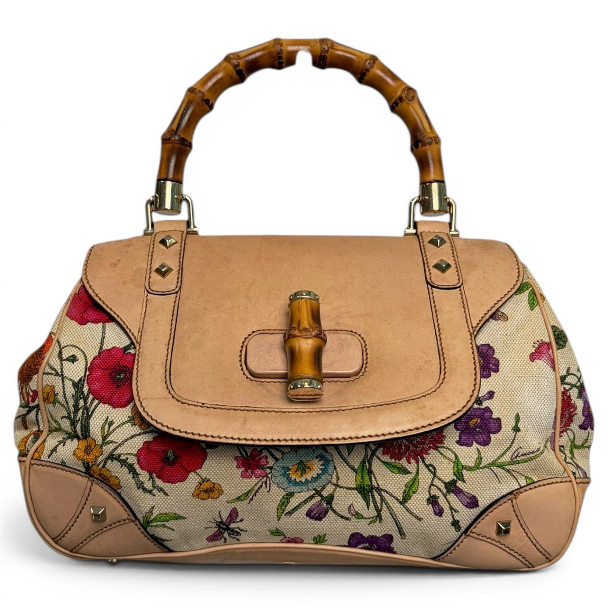 Bamboo Convertible Satchel leather handbag