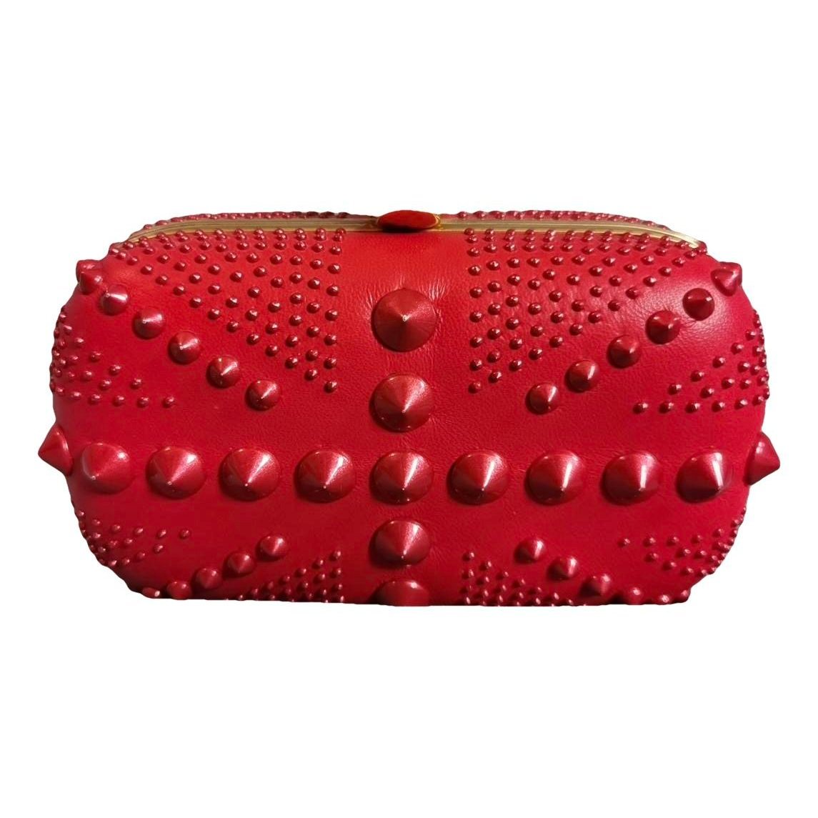 Skull leather clutch bag