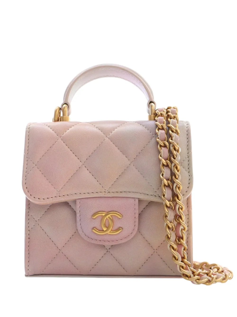 2021 CC Ombre Lambskin Top Handle Flap Coin Purse with Chain satchel