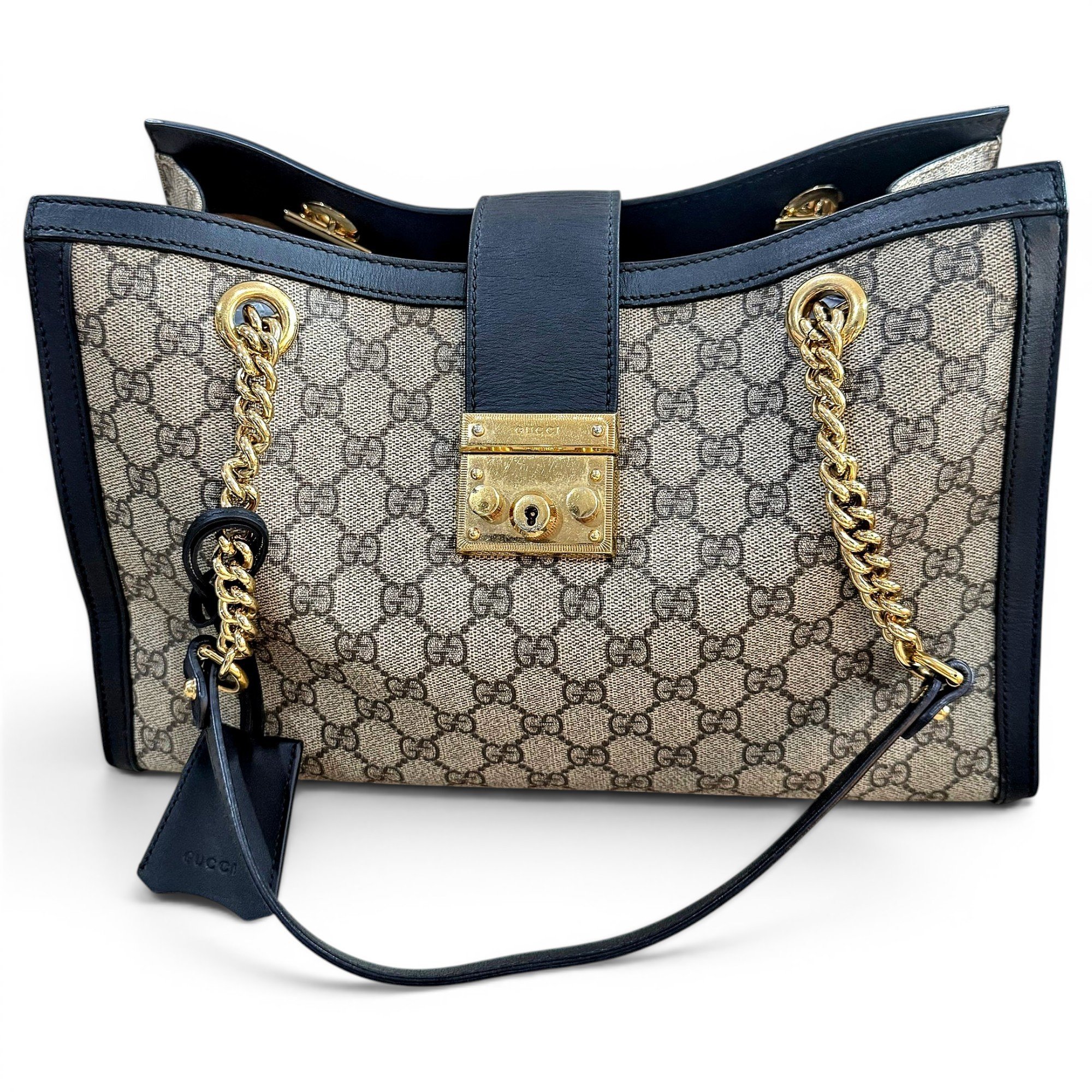 Padlock leather handbag