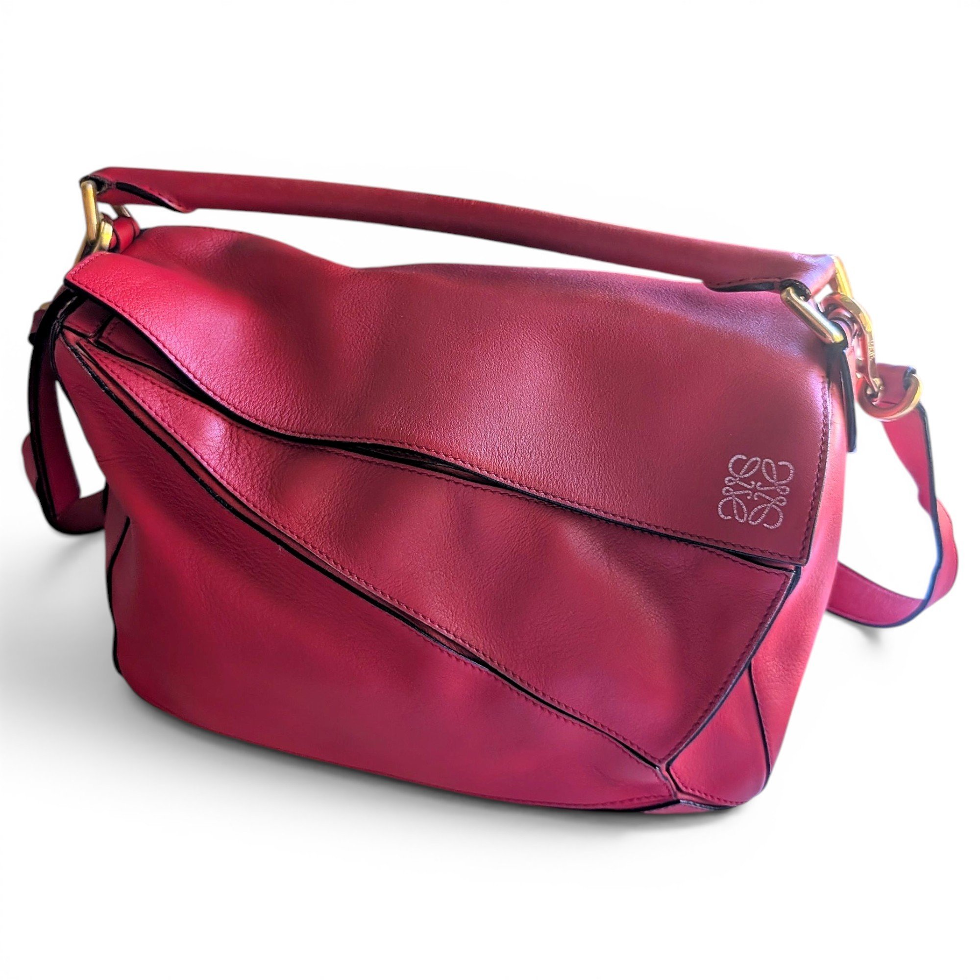 Puzzle leather handbag