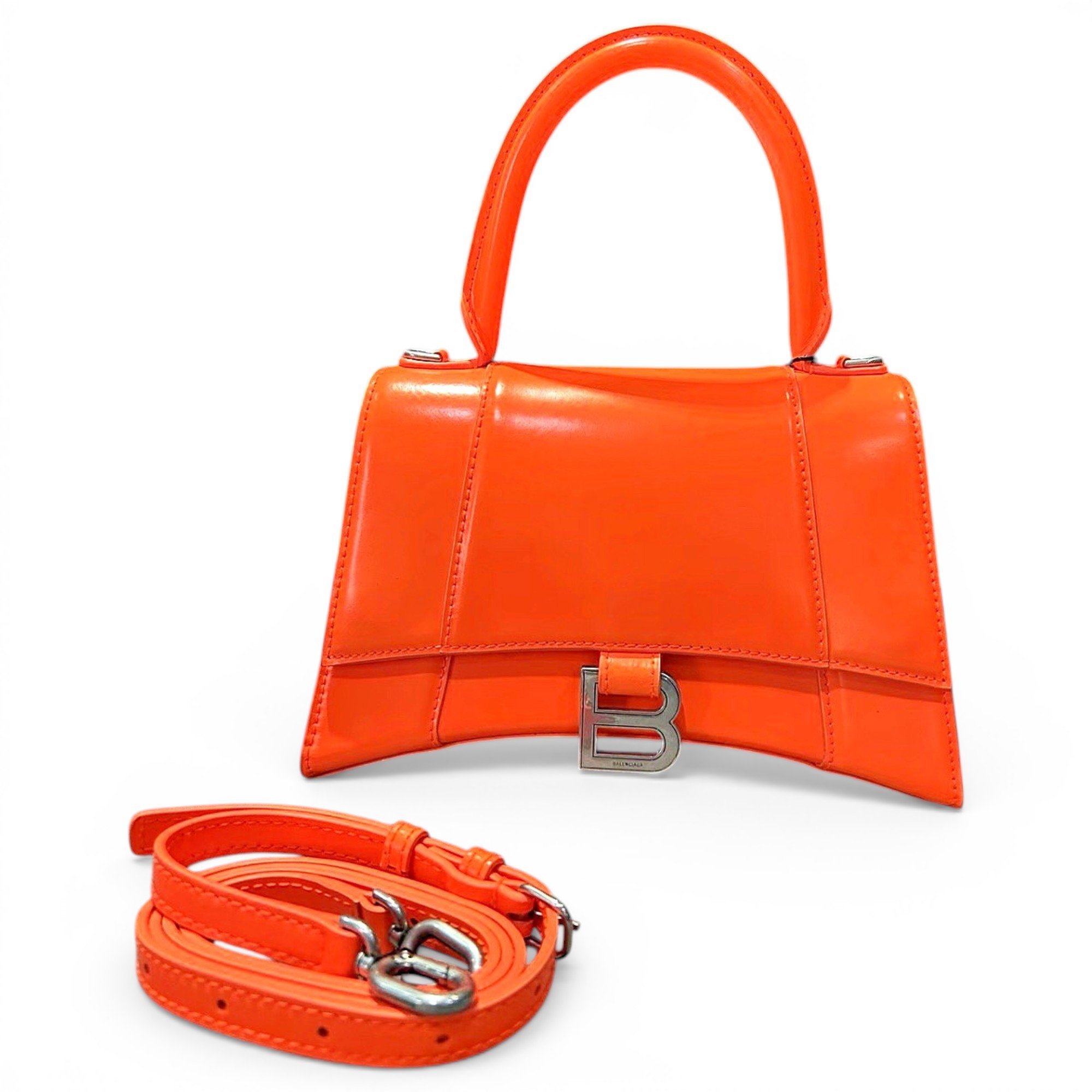 Hourglass leather handbag