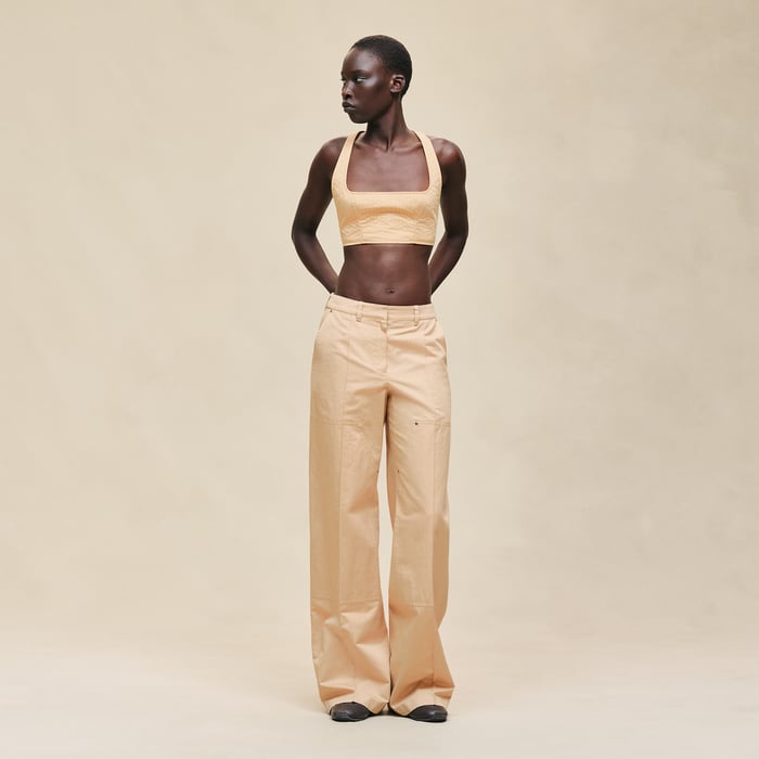 Beige Cajou Low Rise Pants