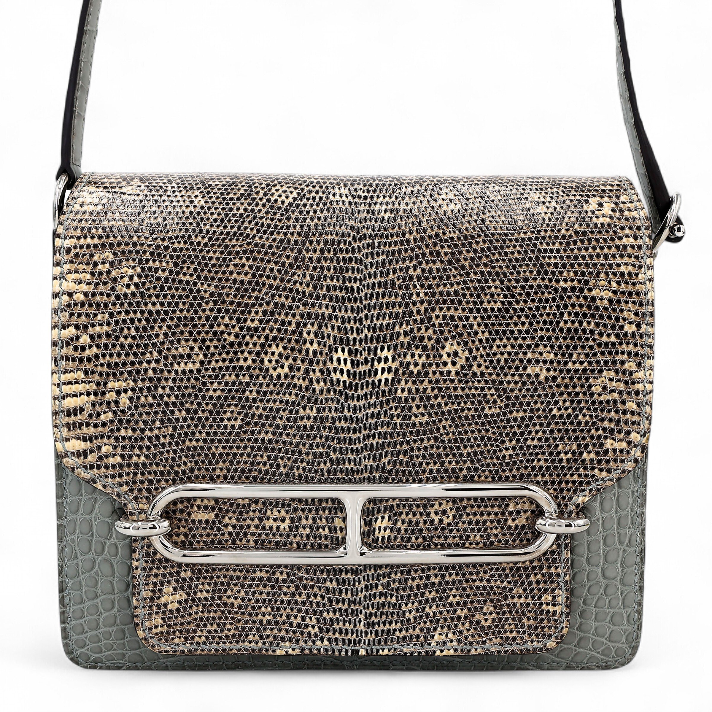 Hermes Very Good ( Rank A) HERMÈS Roulis Mini Touch Gris Perle (80) Ombre (1B) Matte Alligator Lizard Palladium hardware A (2017)