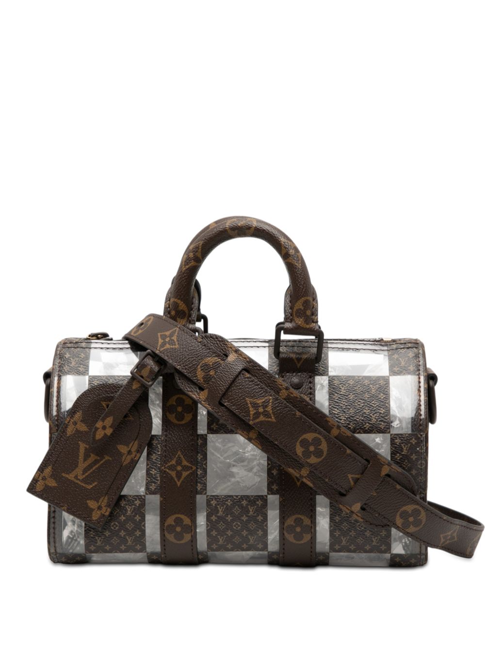 2021-2025 PVC and Monogram Chess Keepall Bandouliere 25 satchel