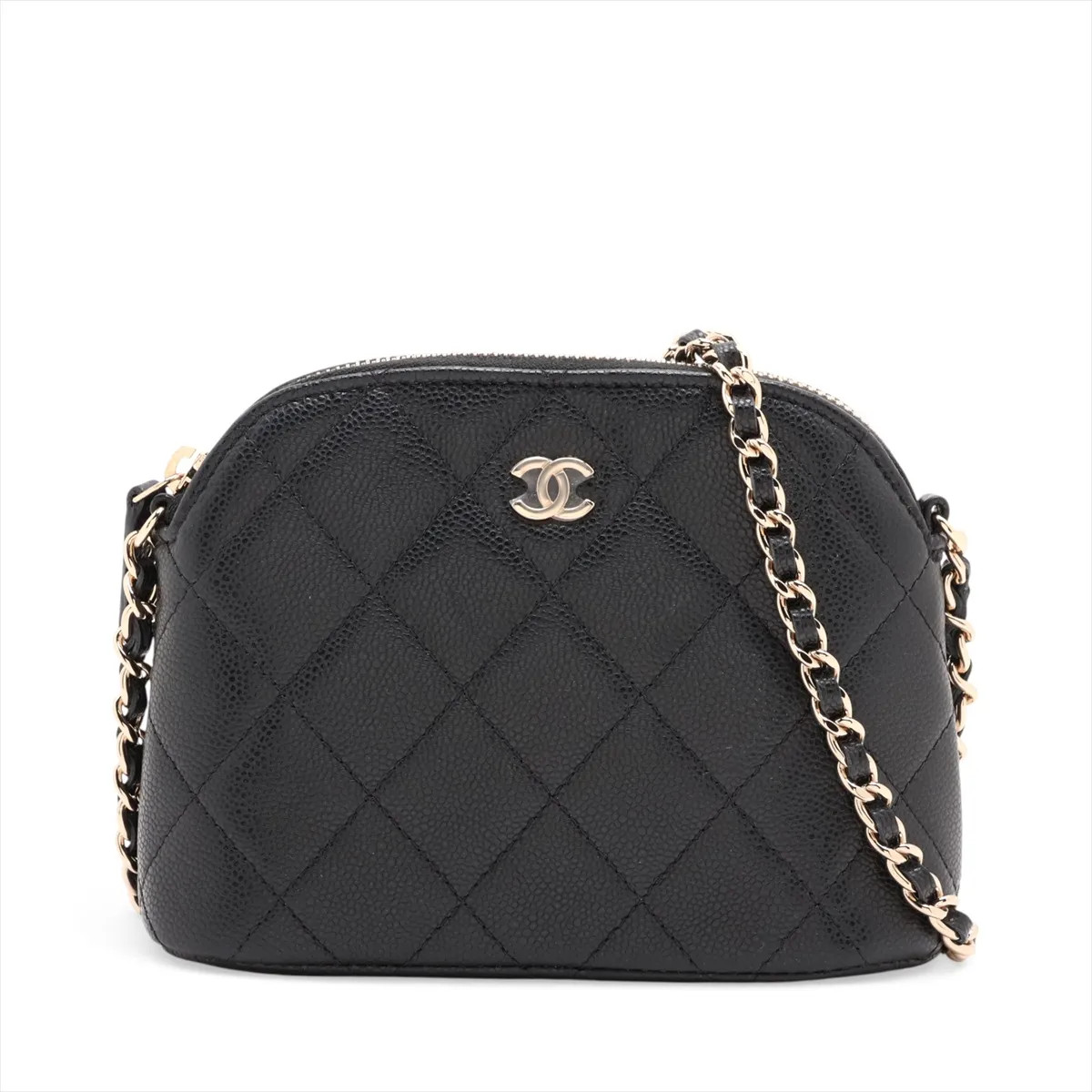 Chanel Matelasse Caviar Skin Chain Shoulder Bag Black Gold Metal Fittings random