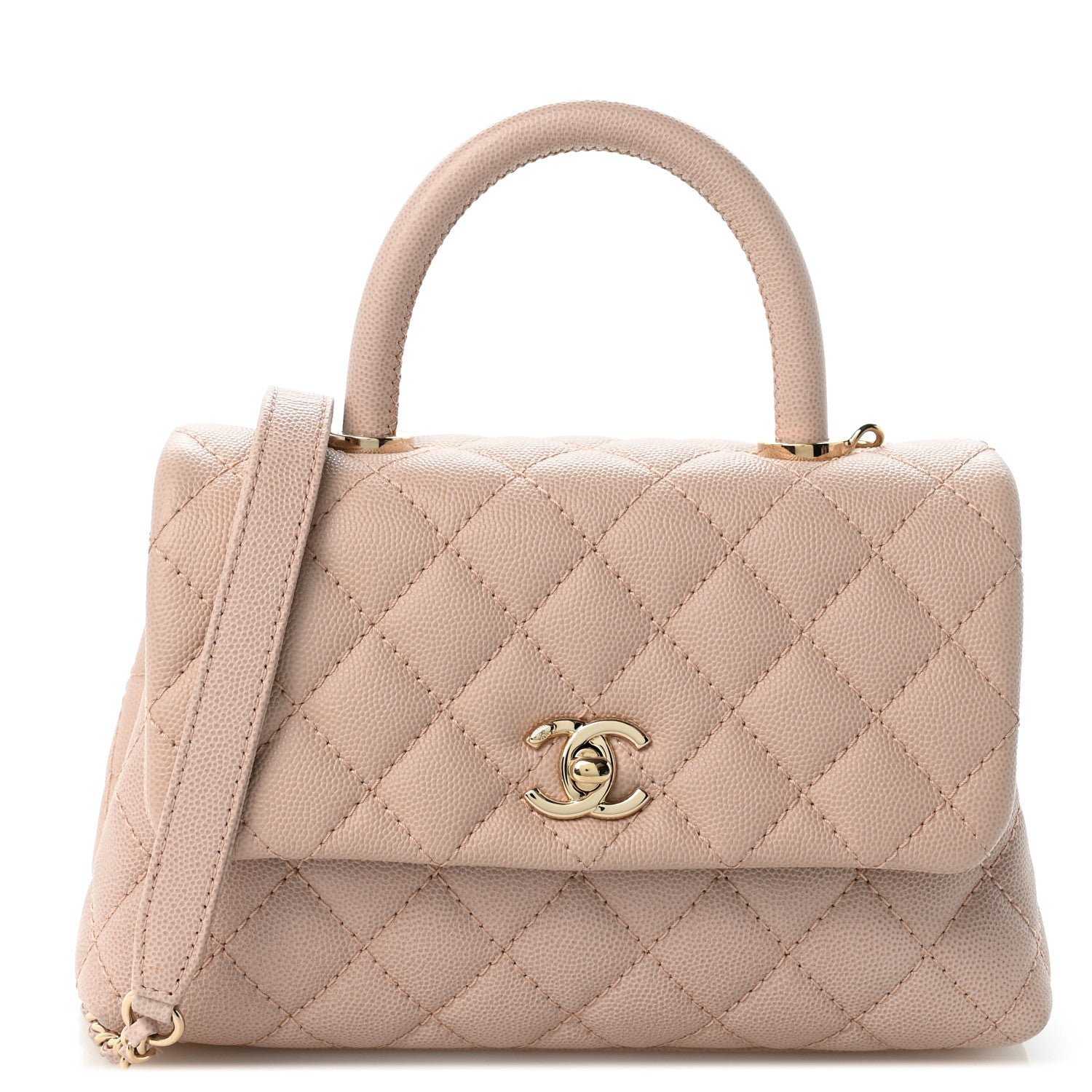 Chanel Caviar Quilted Mini Coco Handle Flap Light Pink
