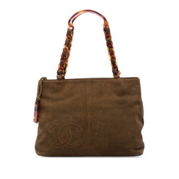 CC Suede Tortoise Chain Tote