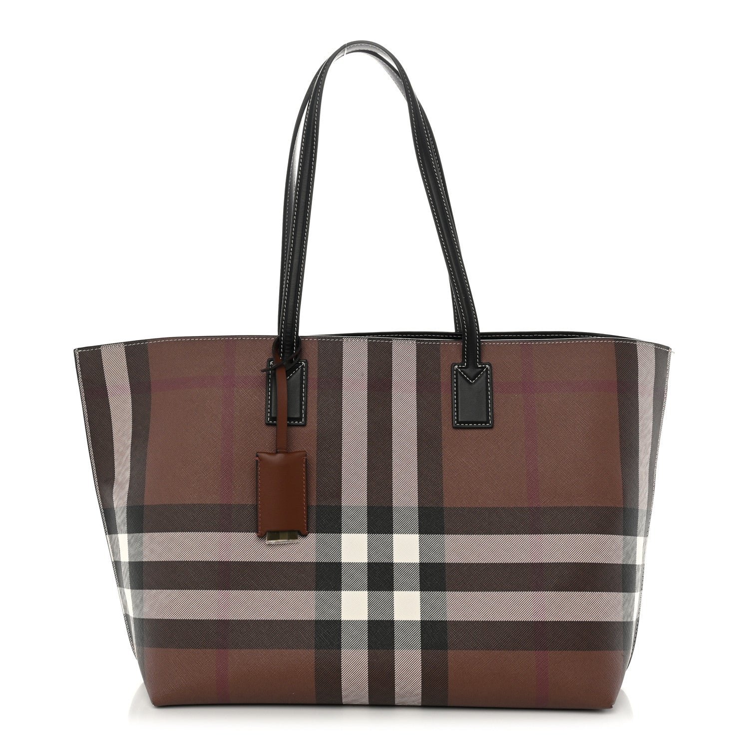 Burberry E-Canvas Check Medium Soft TB Tote Dark Birch Brown