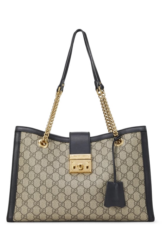 Black GG Supreme Canvas Padlock Shoulder Bag