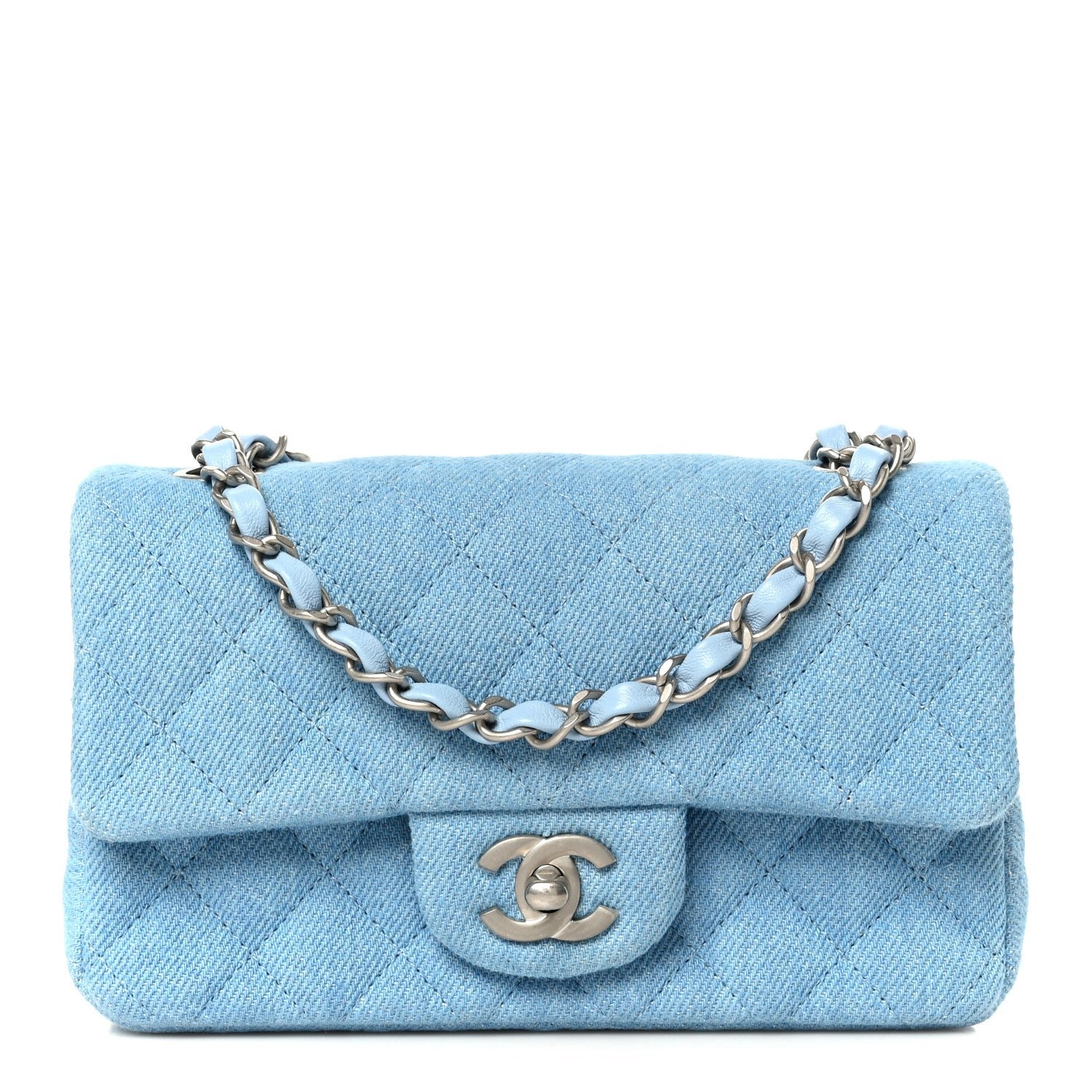 Chanel Denim Quilted Mini Rectangular Flap Blue