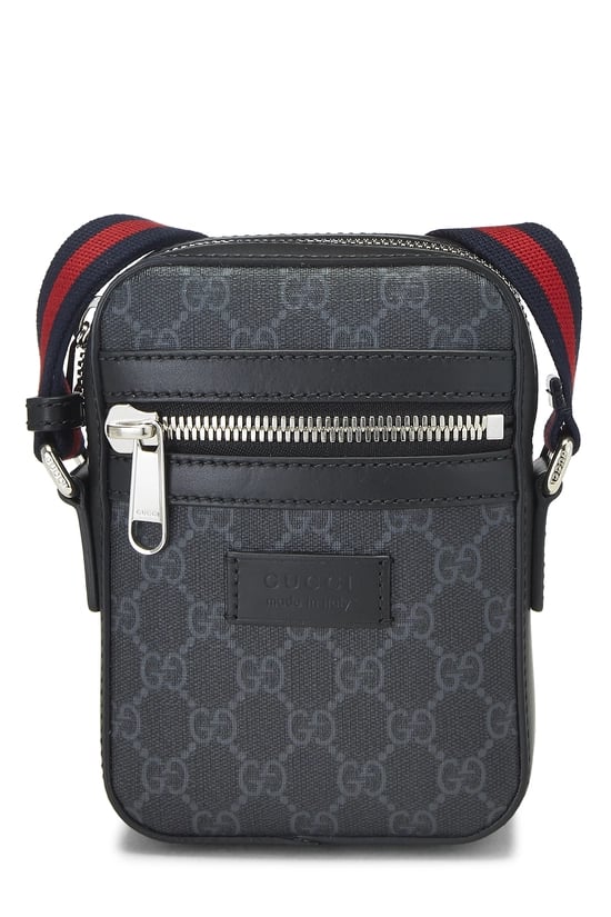 Black GG Supreme Canvas Vertical Web Messenger
