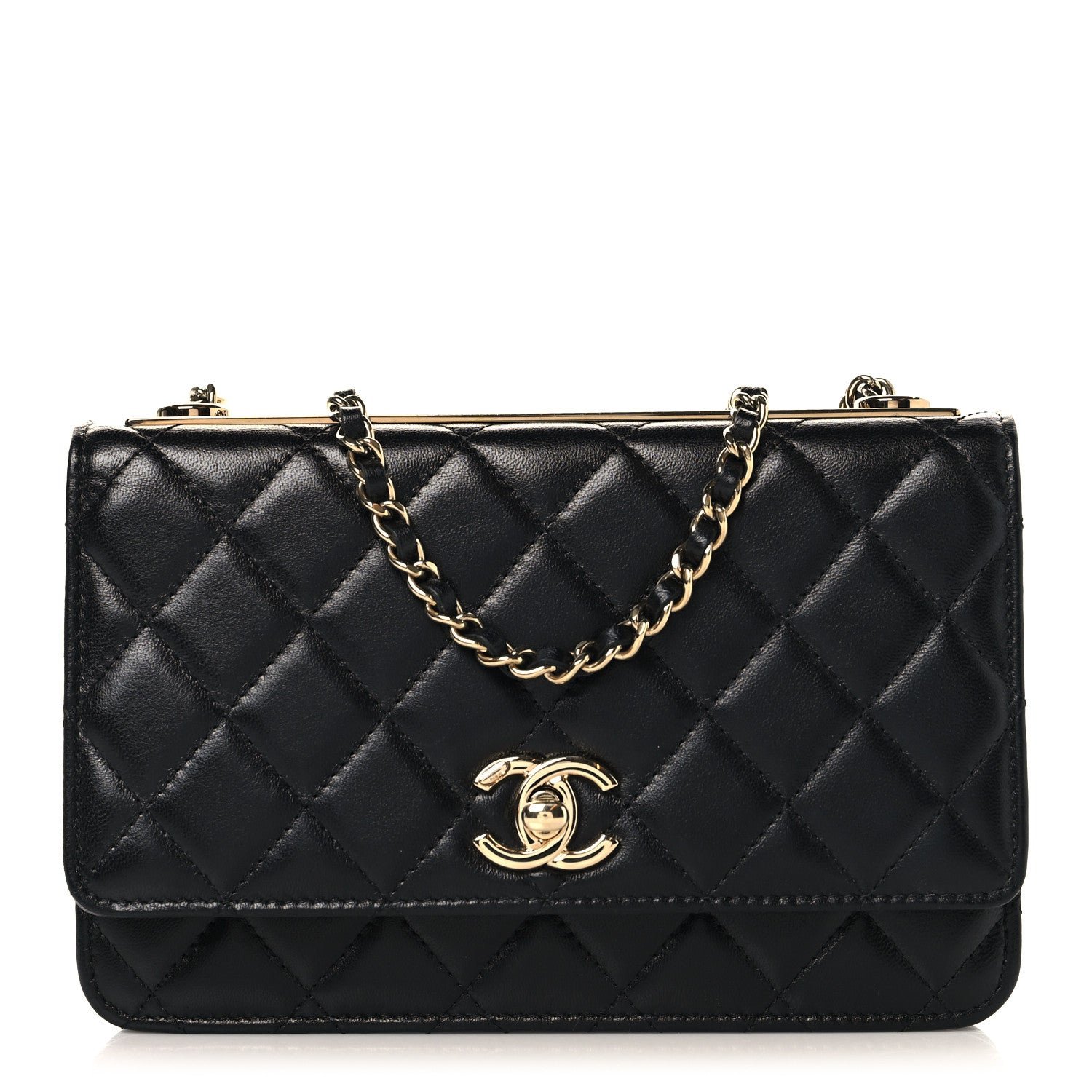 Chanel Lambskin Quilted Trendy CC Wallet On Chain WOC Black