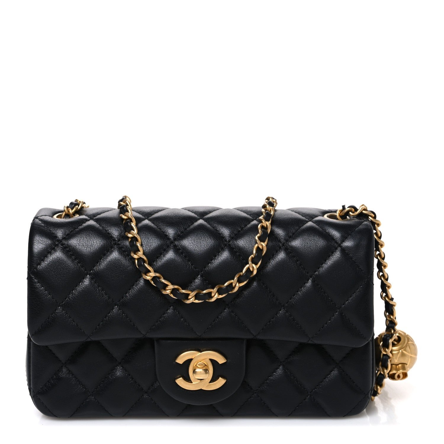 Chanel Lambskin Quilted Mini Rectangular Pearl Crush Flap Black