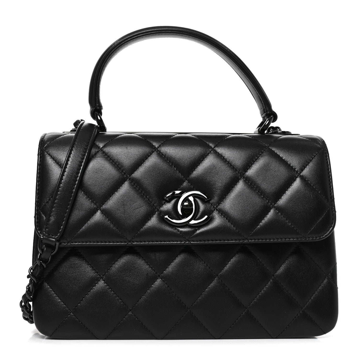 Chanel Lambskin Quilted Small Trendy CC Dual Handle Flap Bag So Black