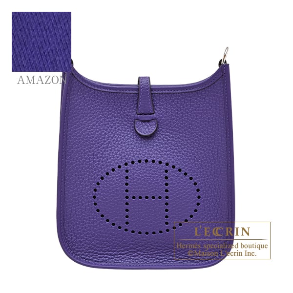 Hermes Evelyne Amazon bag 16/TPM Purple Clemence leather Silver hardware Bandouliere 111cm