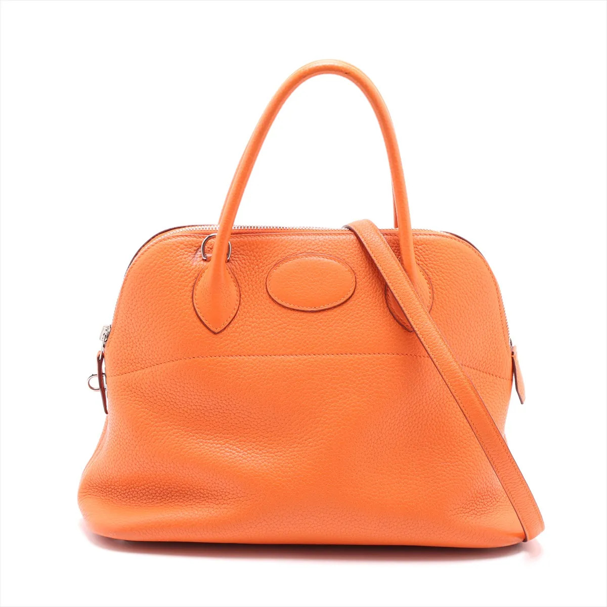 Hermès Bolide 31 Taurillon Clemence Orange Silver Metal Fittings