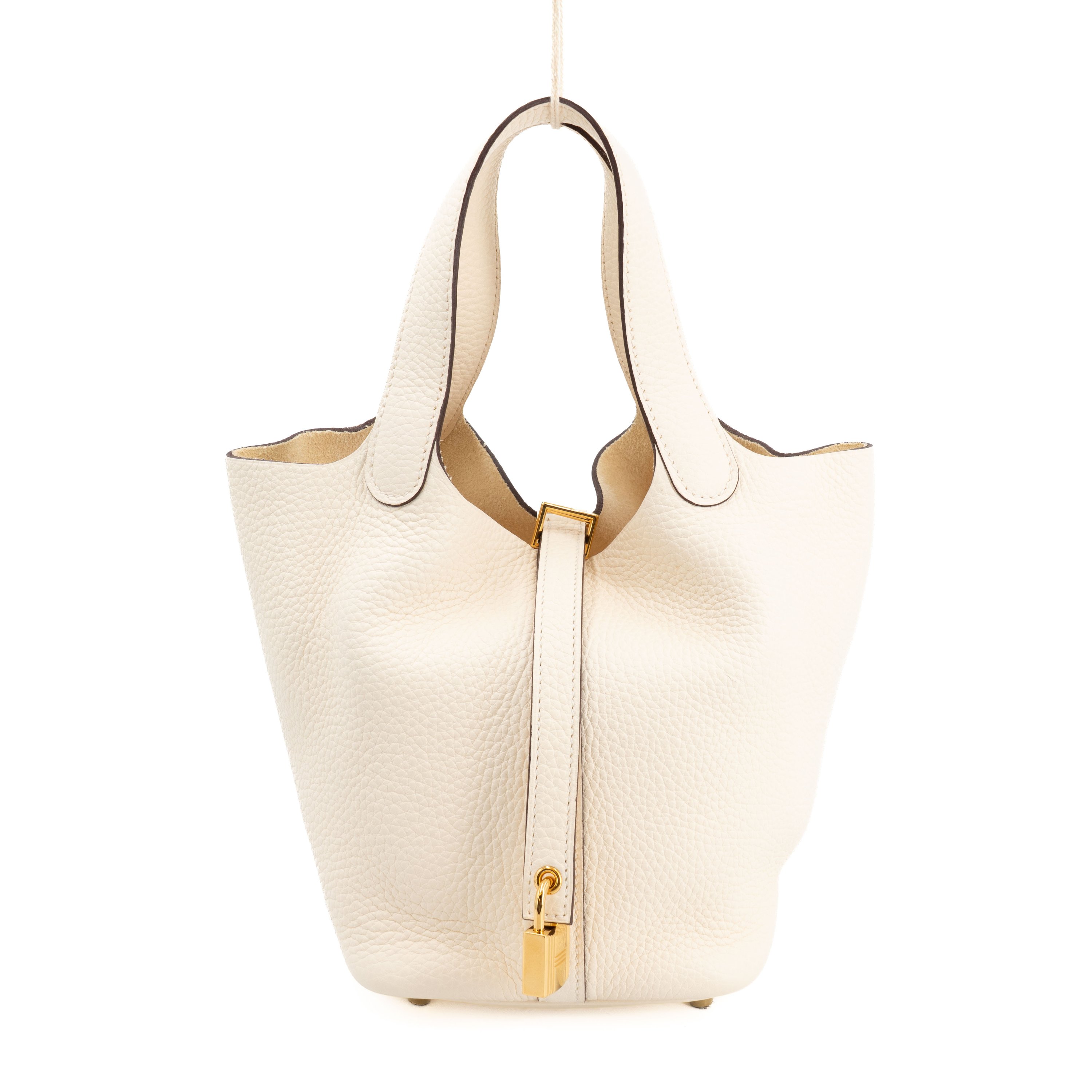 Excellent ( Rank SA ) HERMÈS Picotin Lock PM Nata (I2) Clemence Gold hardware Z (2021)