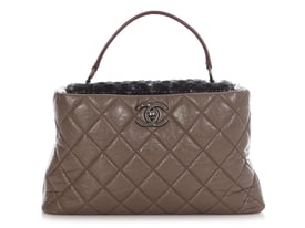 Chanel Chanel Tweed and Quilted Portobello Glazed Calfskin Top Handle Bag
