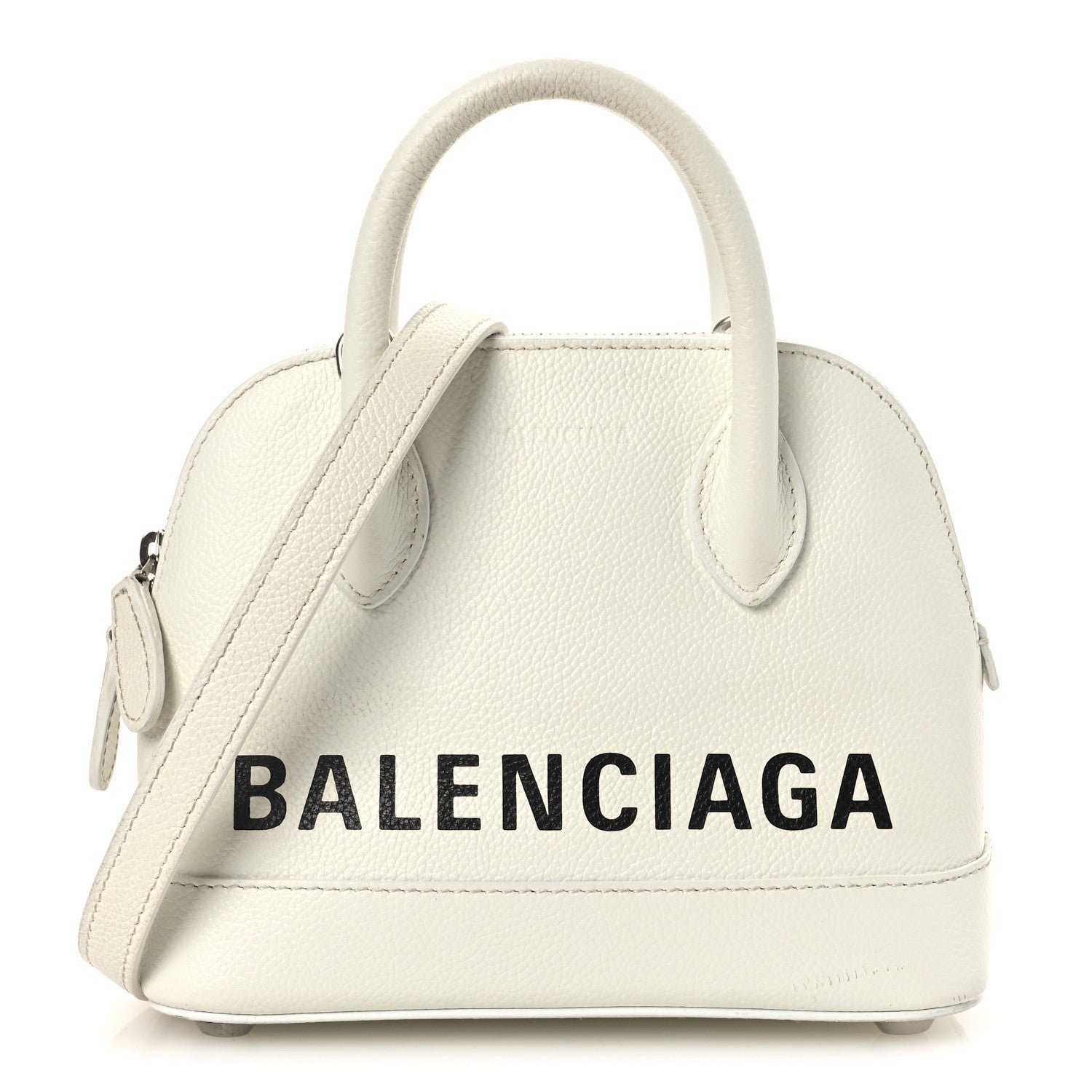 Balenciaga Grained Calfskin XXS Ville Top Handle Bag White Black