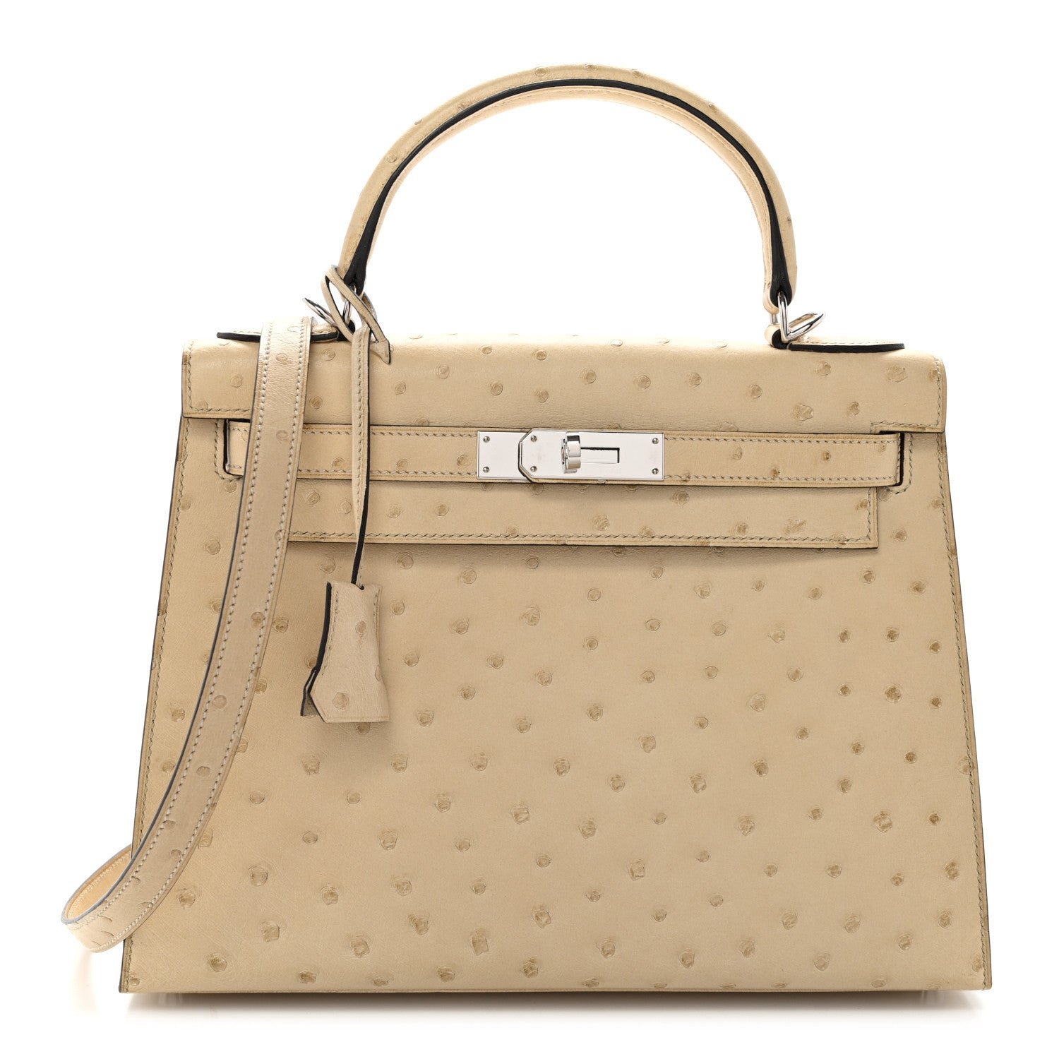 Hermes Ostrich Kelly Sellier 28 Parchemin