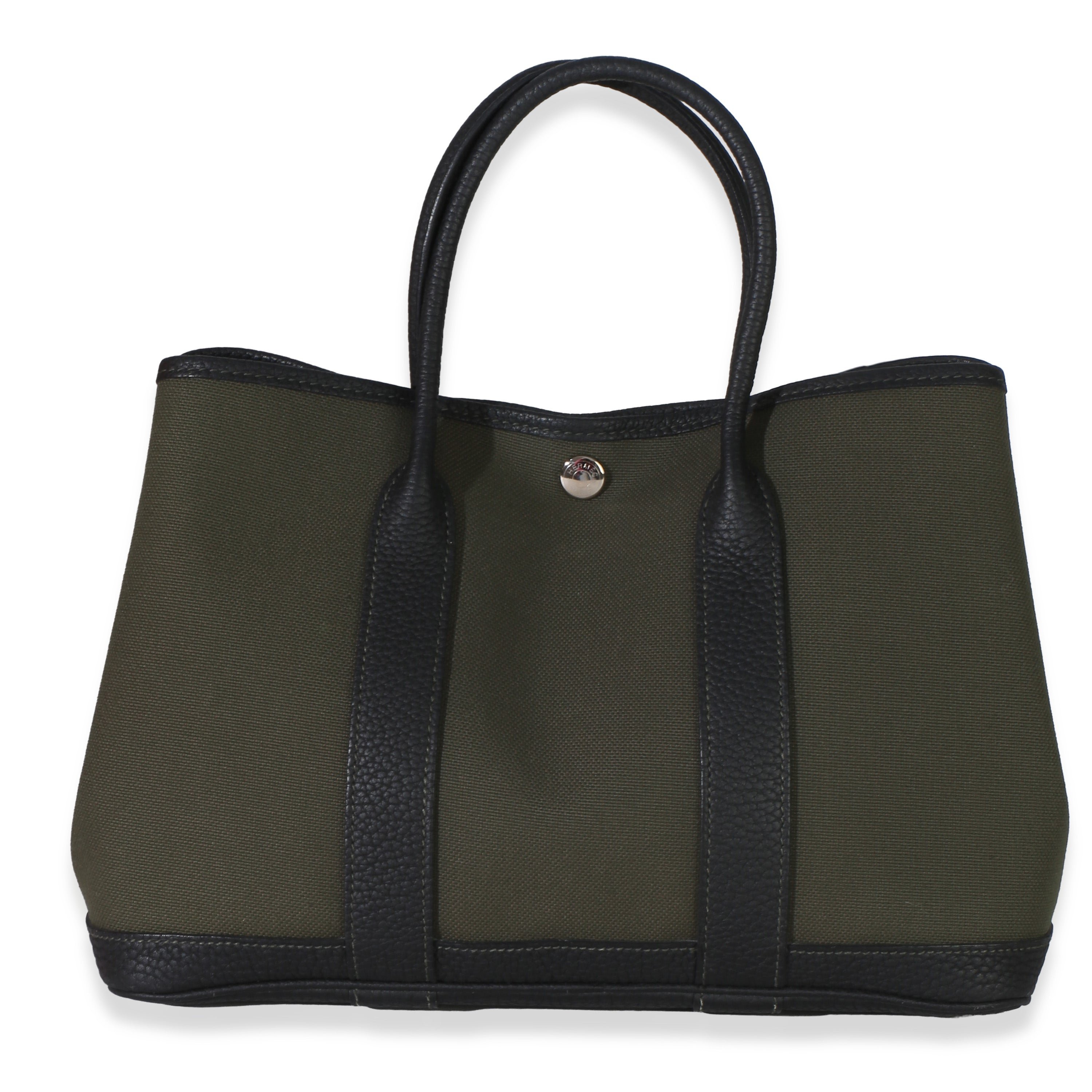 Hermes Vert De Gris Toile Negonda Garden Party 30 PHW