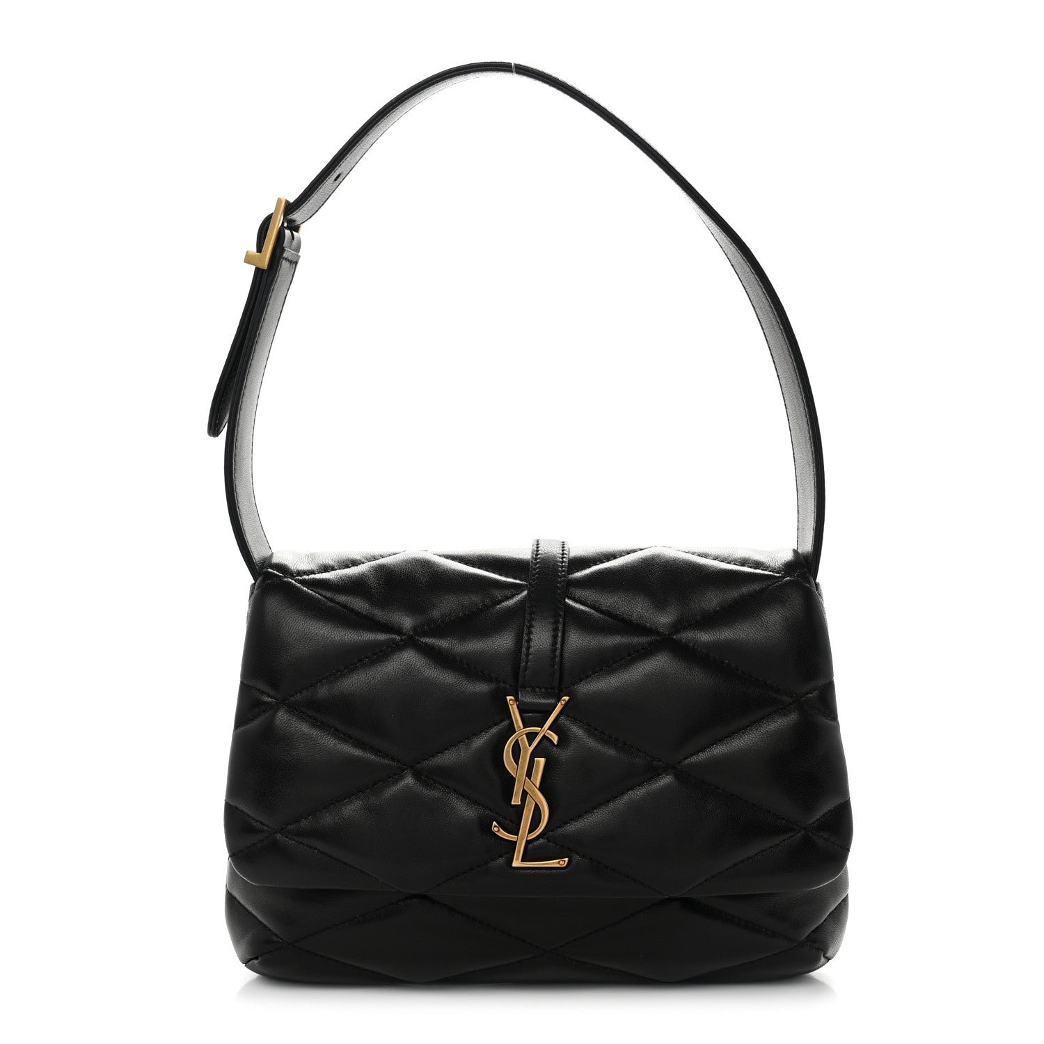 Saint Laurent Lambskin Quilted Le 57 Diamond Shoulder Bag Black