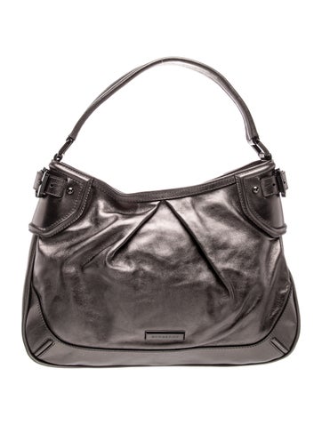 Leather Metallic Anthracite Leather Fairby Hobo Bag