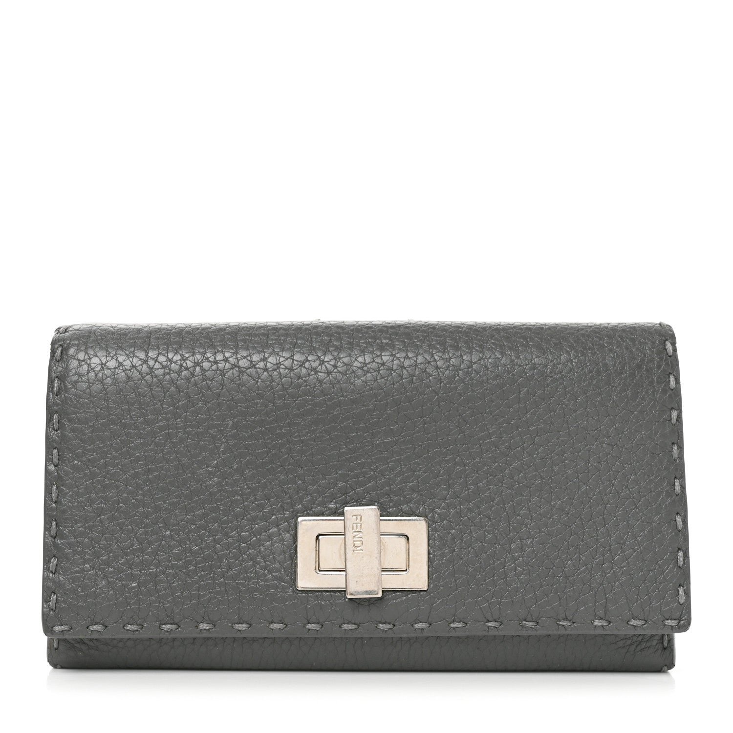 Fendi Cuoio Romano Selleria Peekaboo Continental Wallet Asfalto
